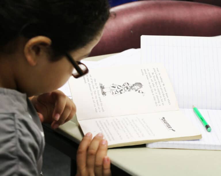 Young student reading a book