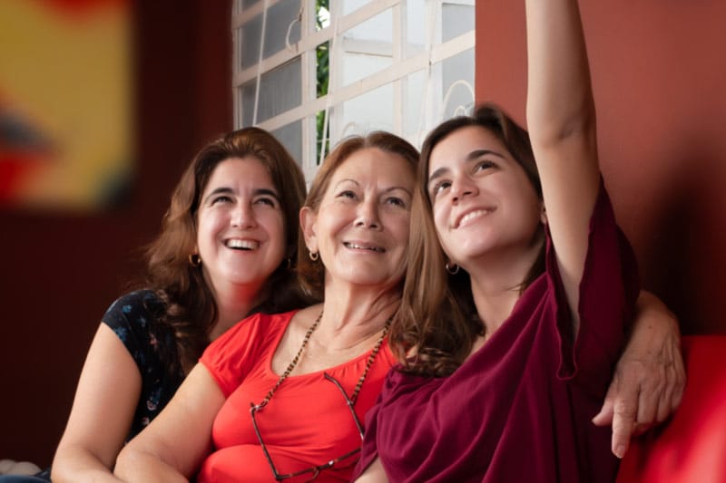 A family taking a selfy together