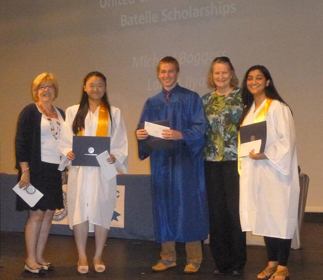 Young woman receiving Battele Scholar award