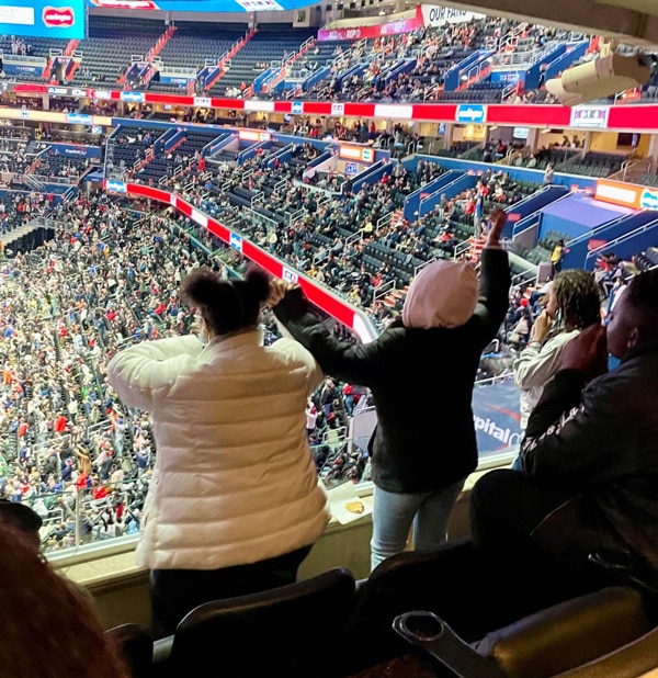 Youth from our community centers enjoying the Wizards basketball game game